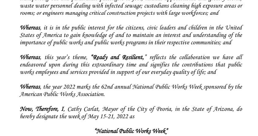 Congratulations to Peoria&rsquo;s Public Works employees for being recognized at the city council meeting during the 2022 National Public Works Week! The American Public Works Association (APWA) themed this week &ldquo;Ready and Resilient&rdquo; and 
