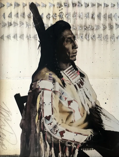 Ben Pease , Chief Medicine Crow , mixed media, 14 x 11"