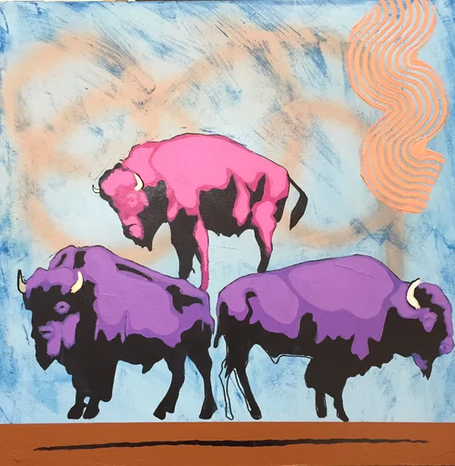 Frank Buffalo Hyde , Food Pyramid, acrylic, 24x24"