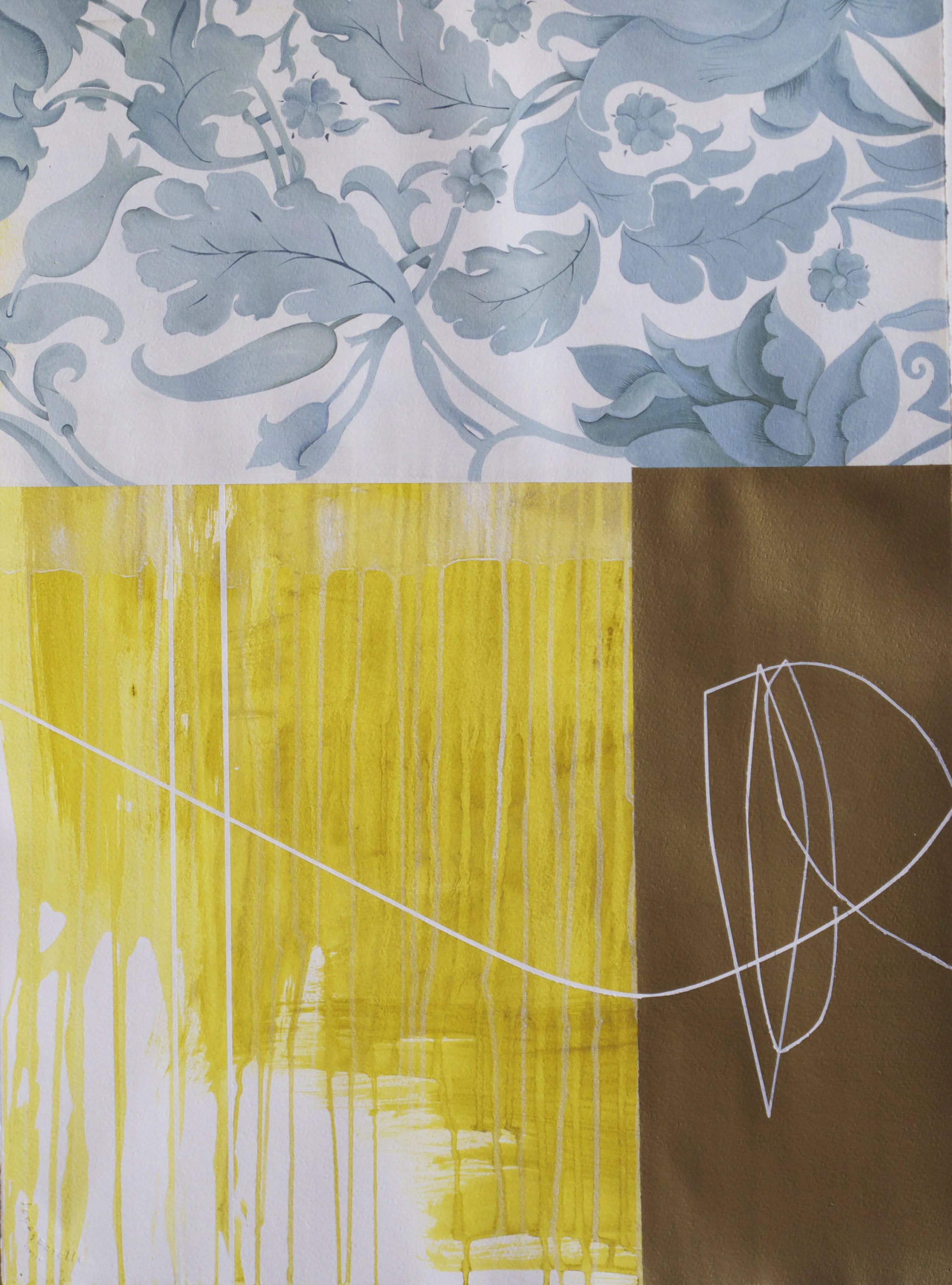 Kiki Gaffney Gold Facade acrylic and oil on paper, 30 x 22.5 in.