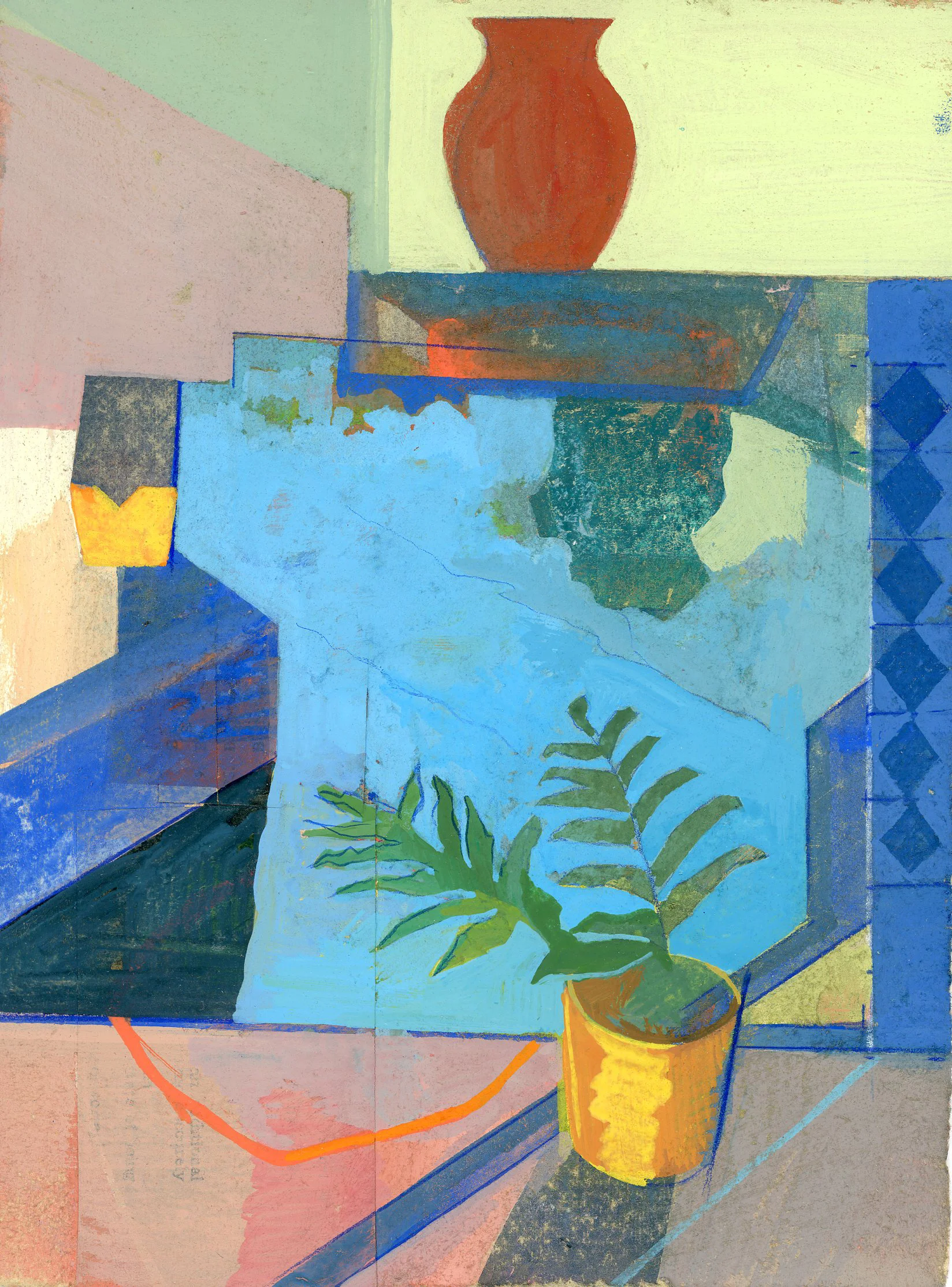 Jennifer Barton Moroccan Fountain mixed media-collage and acrylic, 5.5 x 7.5 in.