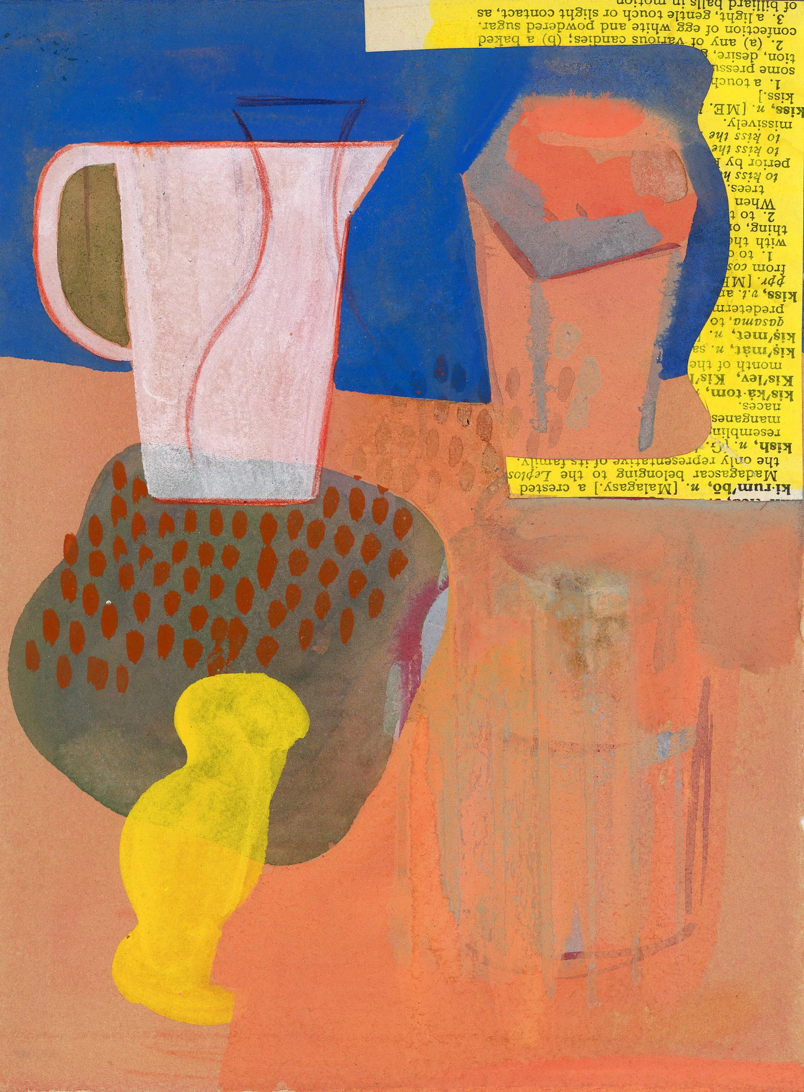 Jennifer Barton White Pitcher mixed media-collage and acrylic, 5.5 x 7.5 in.