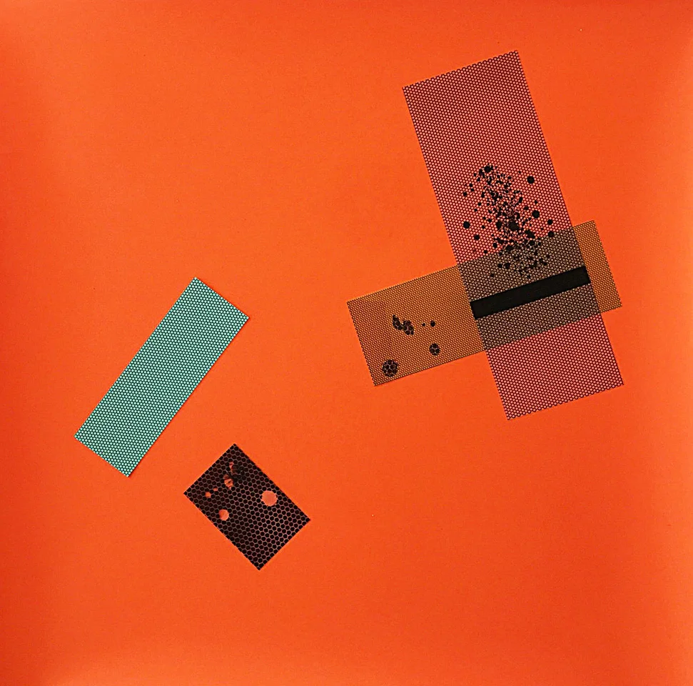 Carol Sogard Colony Collapse mixed media, coloraid, 19 x 19 in.