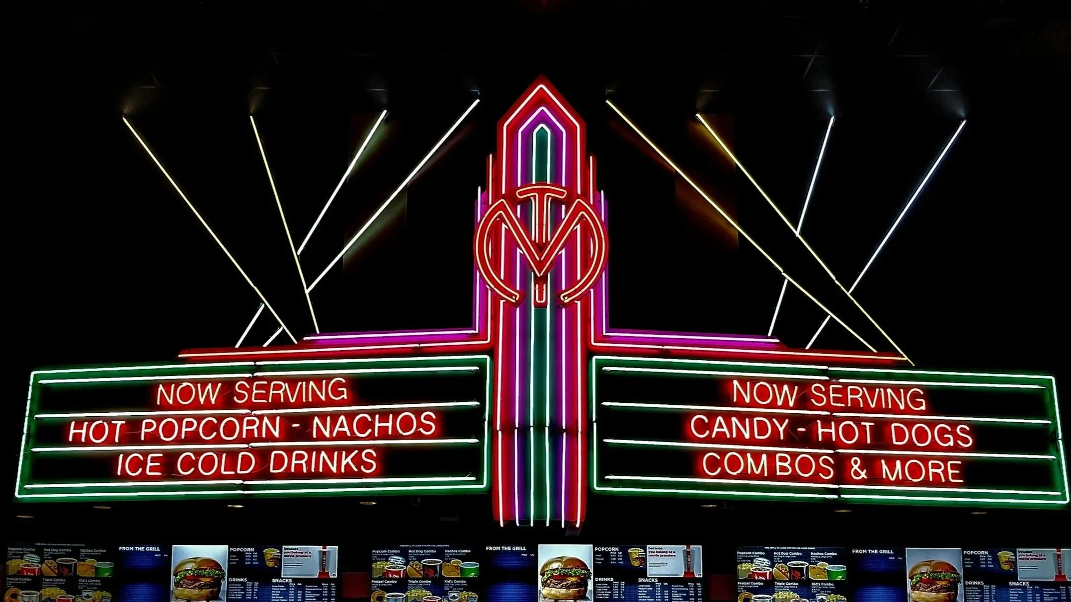 Concessions showing a movie sign with concession items.