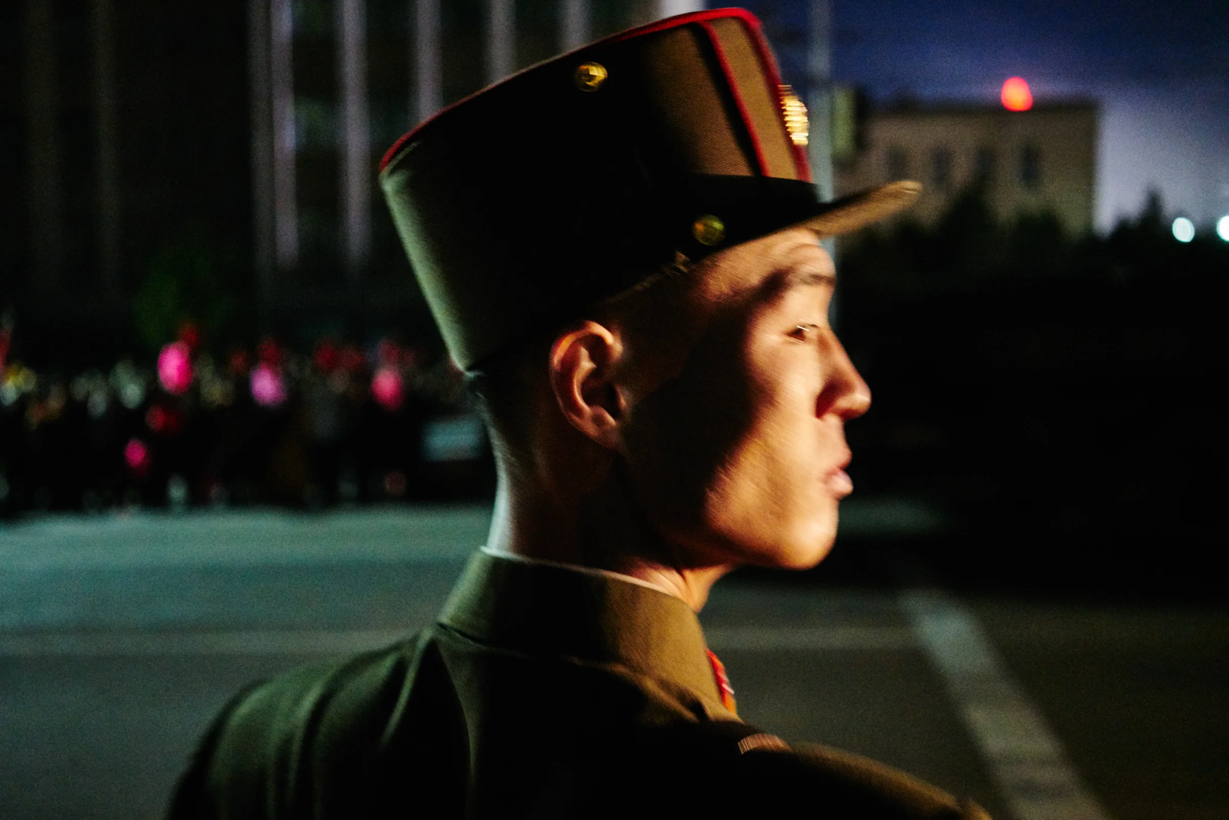 Military keeping us in check so we don't cross the line. Pyongyang, NK. 
