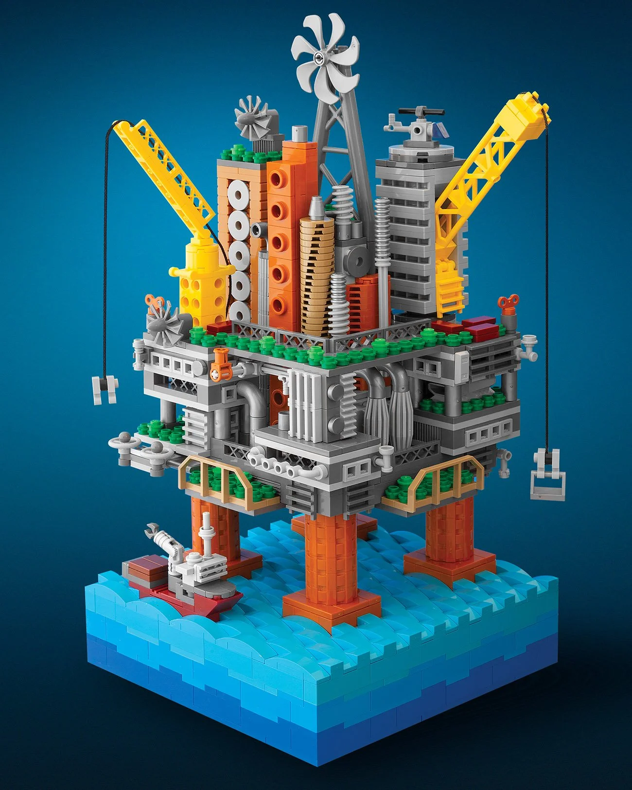 LEGO microscale oil platform city
