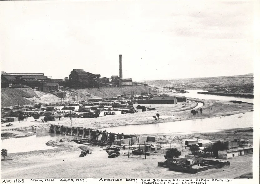 American Dam, 1937. Note the smelter in the background.