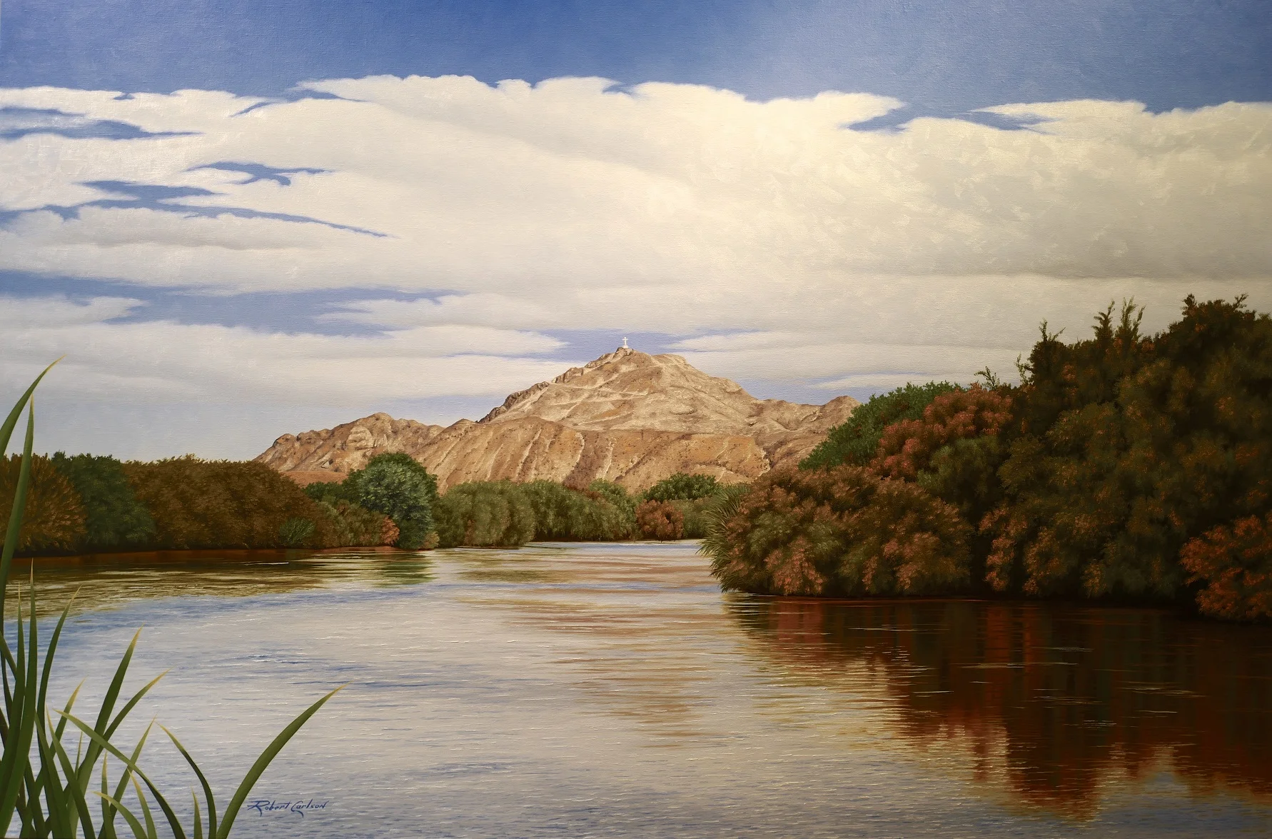 Mt. Cristo Rey and Rio Grande, painting by Robert Carlson