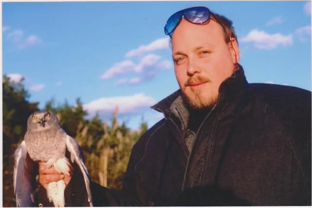John Kiseda with a Northern harrier