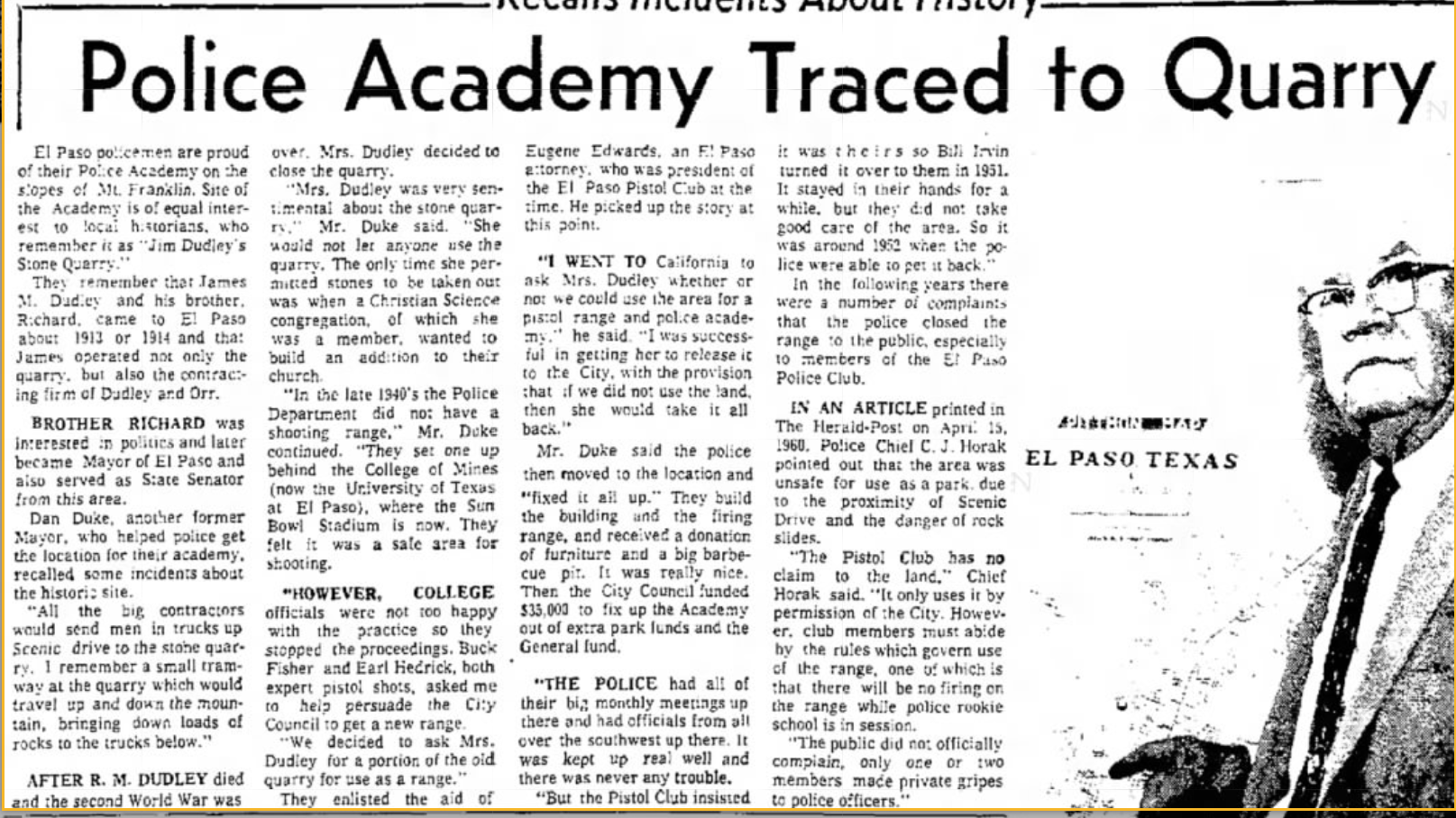 El Paso Herald-Post article, September 12, 1969