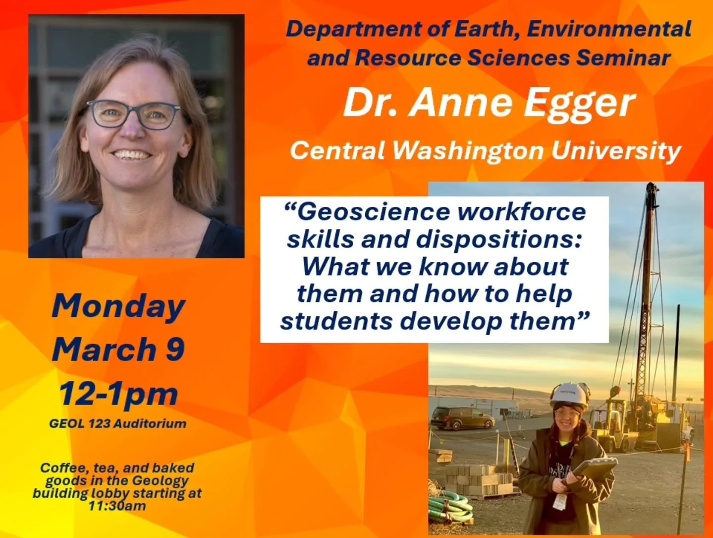 Join @utepdeers for their weekly seminar!

The DEERS seminar speaker for next week is Dr. Anne Egger from Central Washington University.  Her talk is titled, &ldquo;Geoscience workforce skills and dispositions: What we know about them and how to help