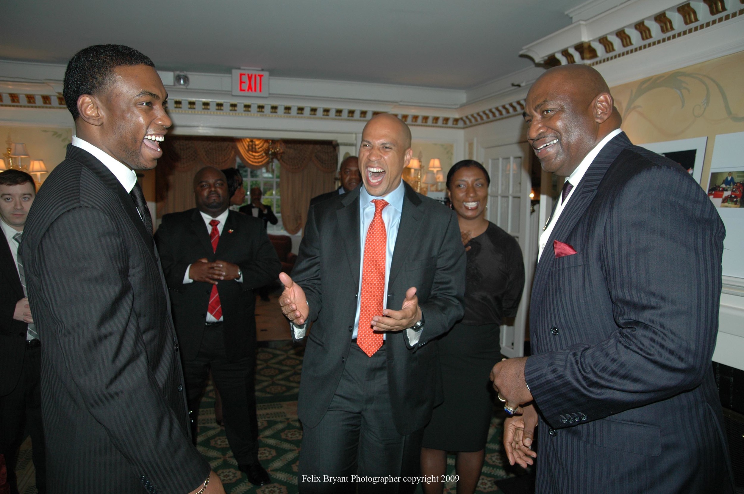 Newark Mayor Cory Booker with former New York Giant George Martin .jpg