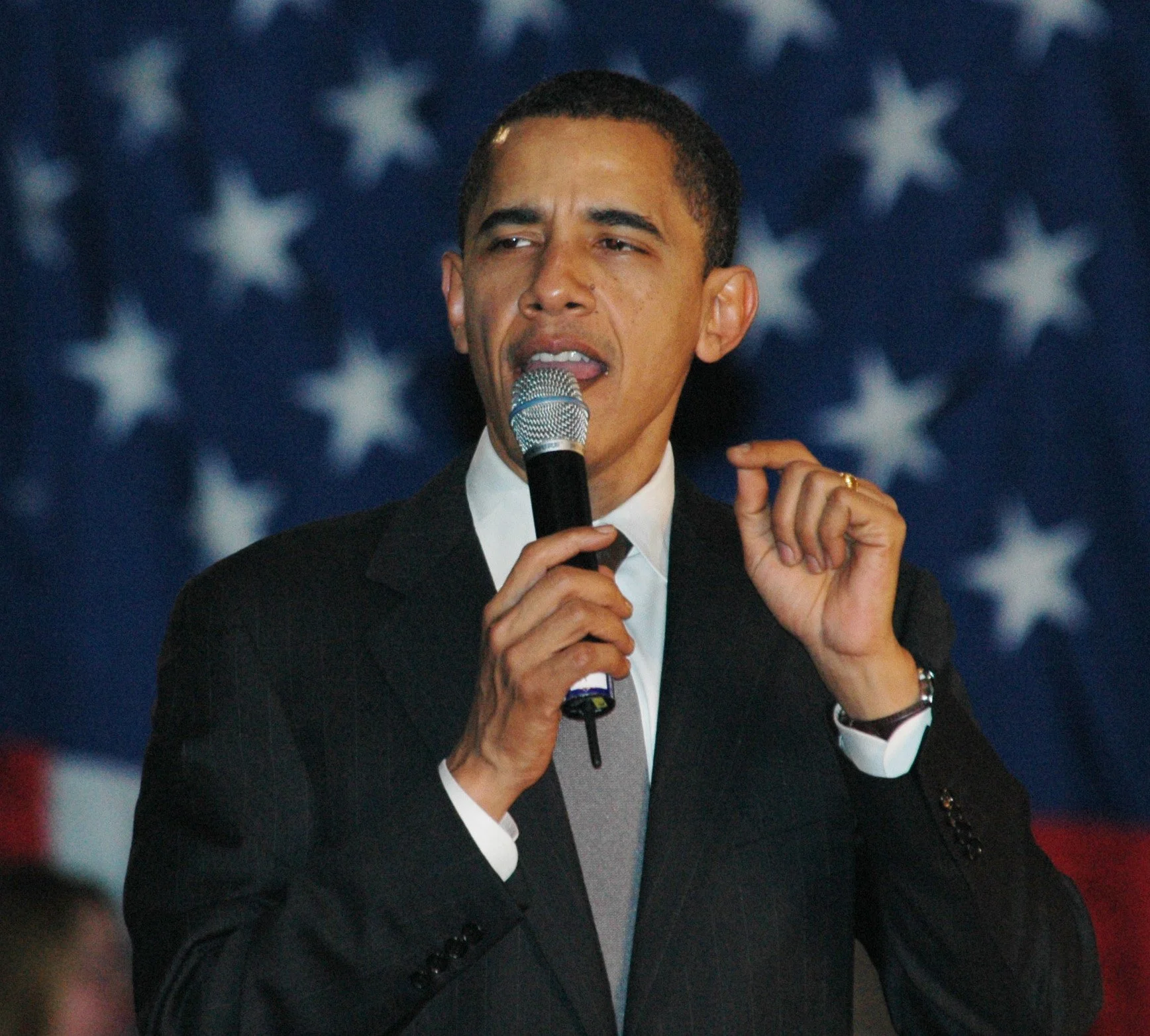  January 9, 2008 - Barack Obama held a campaign rally at St. Peter’s College at the Yanitelli Recreational Life Center in Jersey City, New Jersey. 