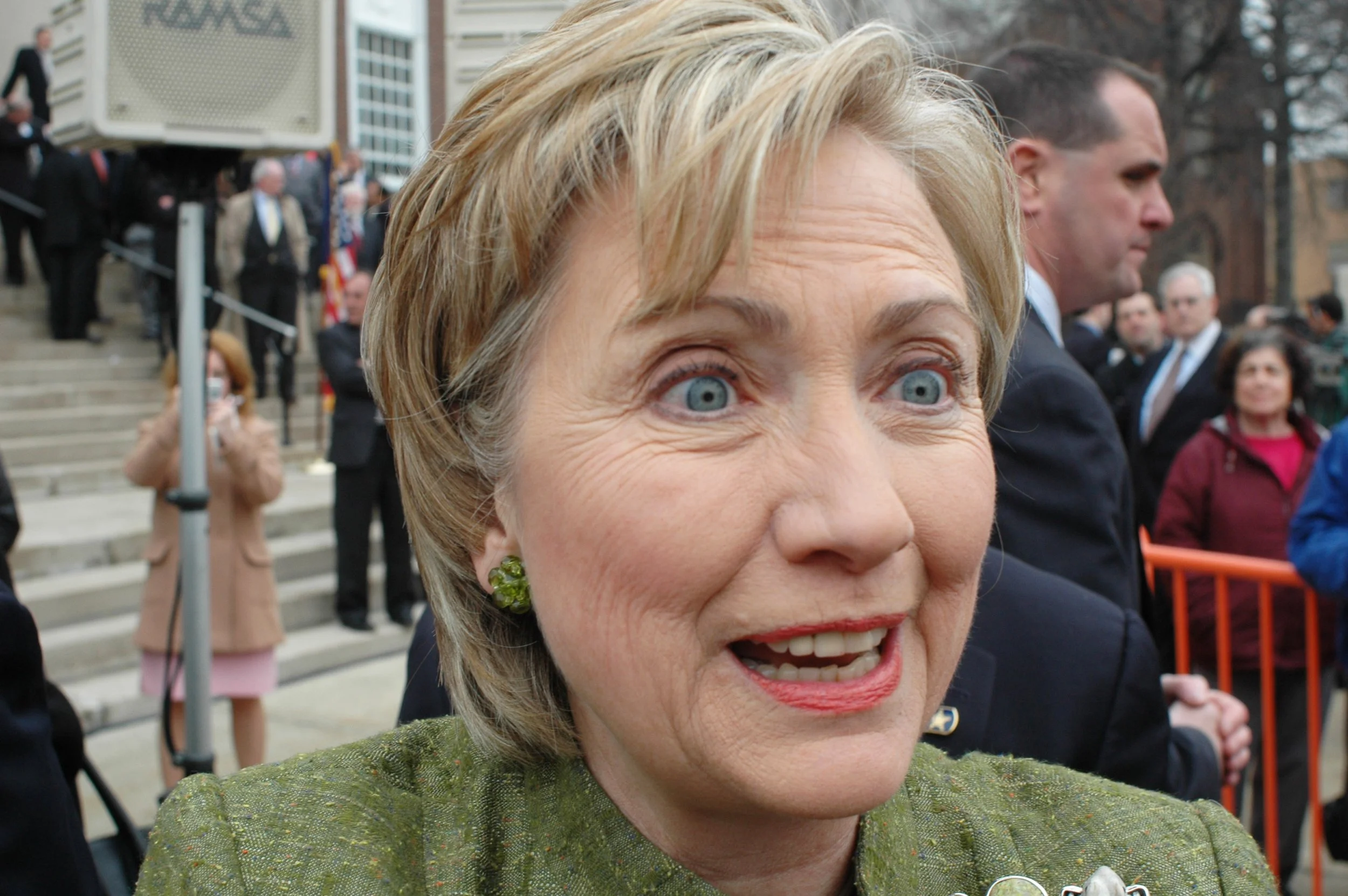  April 2, 2007. New York Senator Hillary Clinton was in Elizabeth, New Jersey today to receive an endorsement for President from New Jersey Gov. Jon Corzine. 