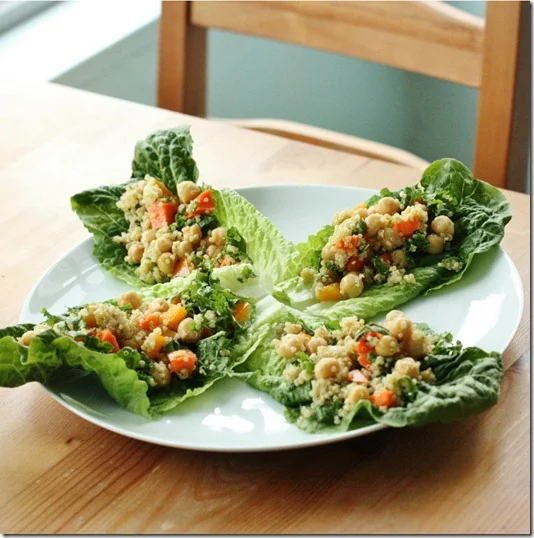 Confetti Quinoa and Chickpea Lettuce Wraps (Vegan)