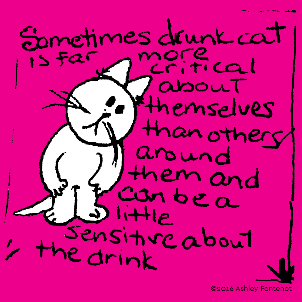 Drunk Cat Is Sensitive about the Drink
