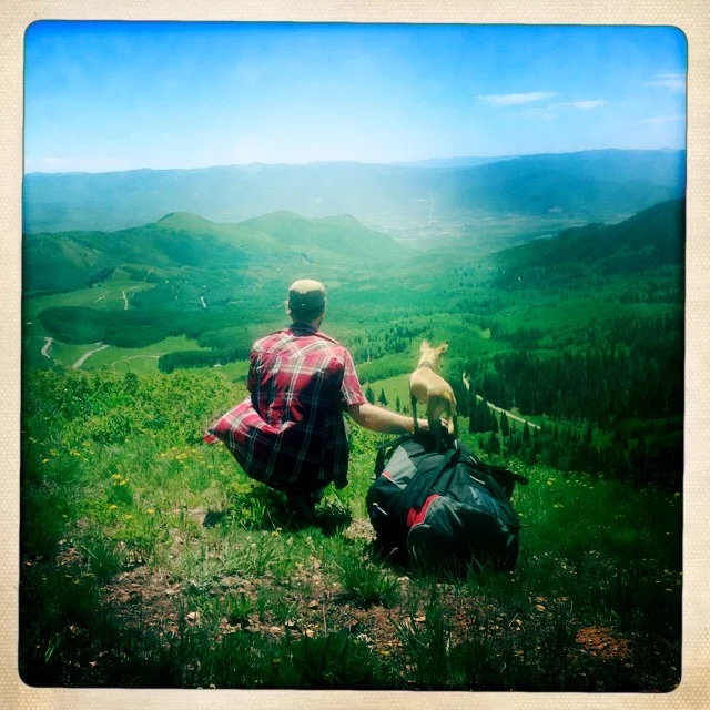 Chris and Killer checking out the flying conditions. Horse Heaven in in Laven, Utah.