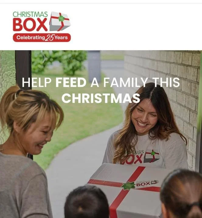 Last week we wrapped up our Christmas Box campaign.

Together, our community raised $500.

That was enough to provide Christmas boxes for 12 families.

Thank you to everyone who referred friends and helped make this happen.