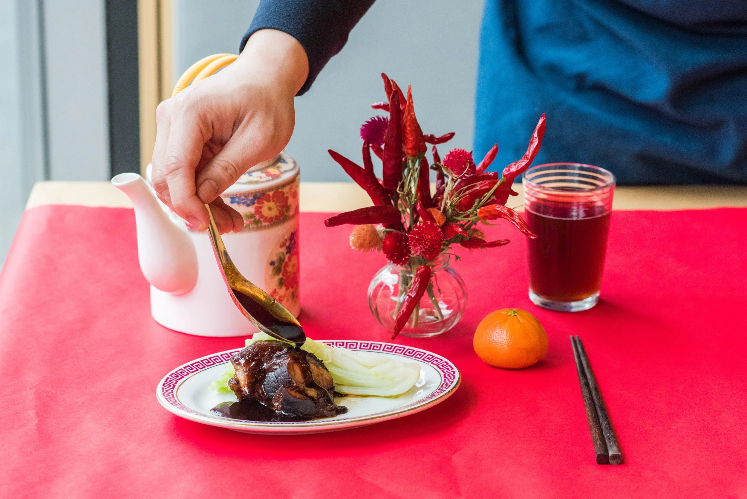 Red Cooked: A common technique, likely invented in Jiangsu, but now as popular in imperial kitchens as in home kitchens. it's usually a braise of spices, soy sauce, and sugar.