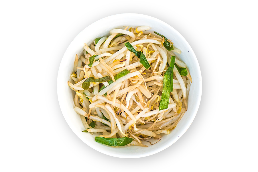 beansprouts Stir-fried with Chinese chives with a little white pepper and rice vinegar, in a wok. For most chun bings, we recommend having beansprouts as a base.