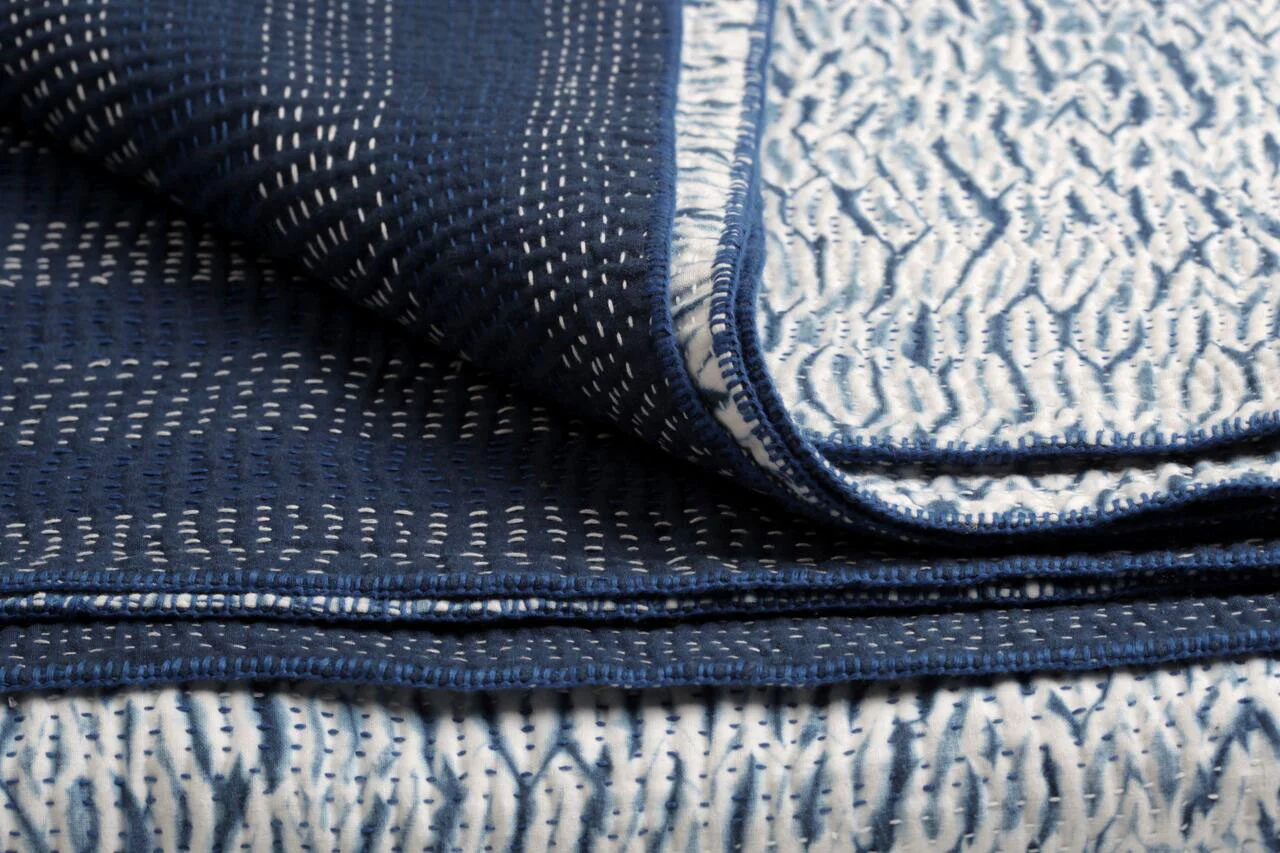 indigo shibori quilt