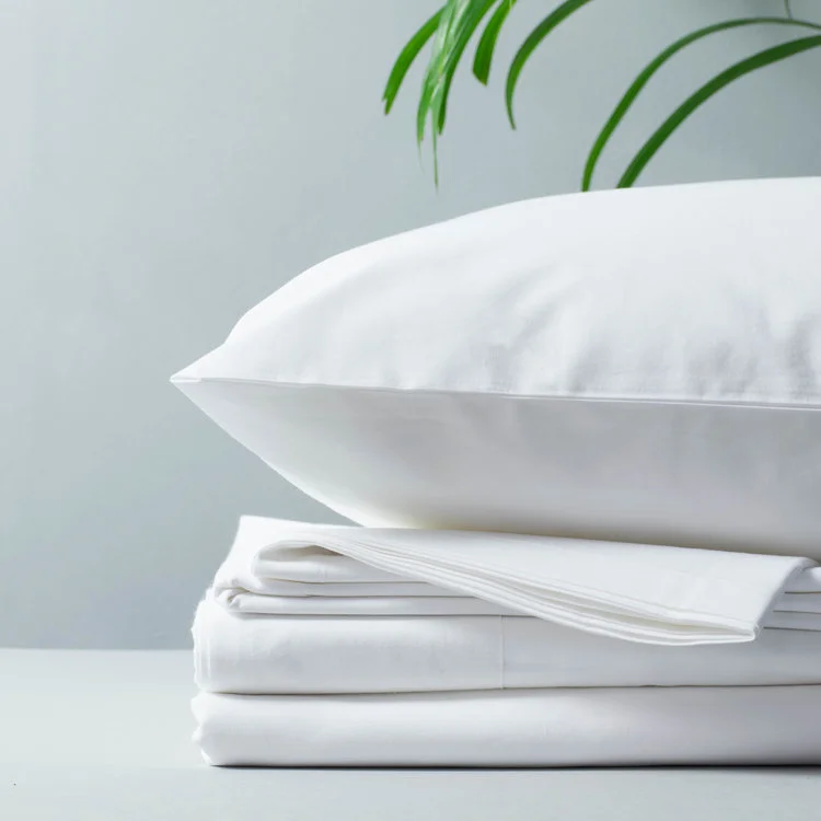 organic cotton percale bedding set - white