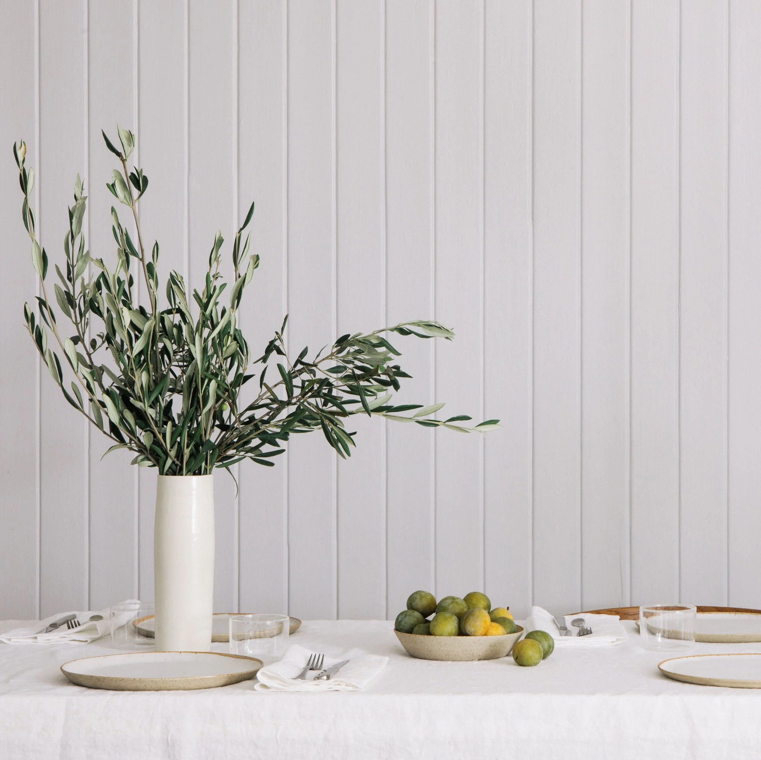 Organic Linen Table Cloth - White
