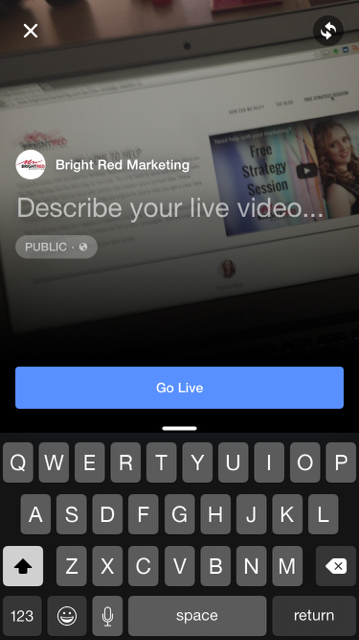 This is the Go Live Screen, this is where you enter your captivating heading and Go Live.