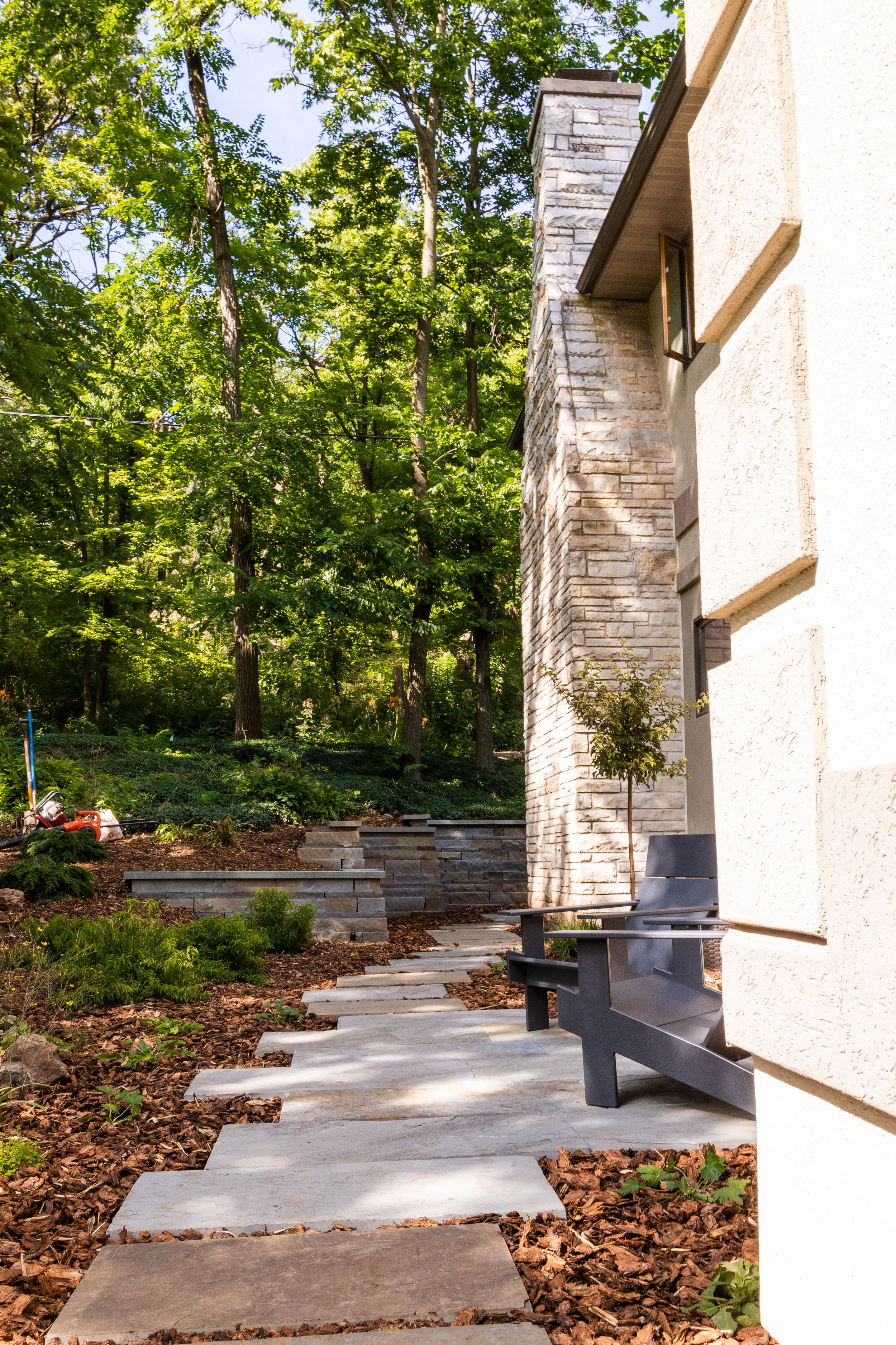 Bluestone "Micro-patio", Walk, &amp; Wall
