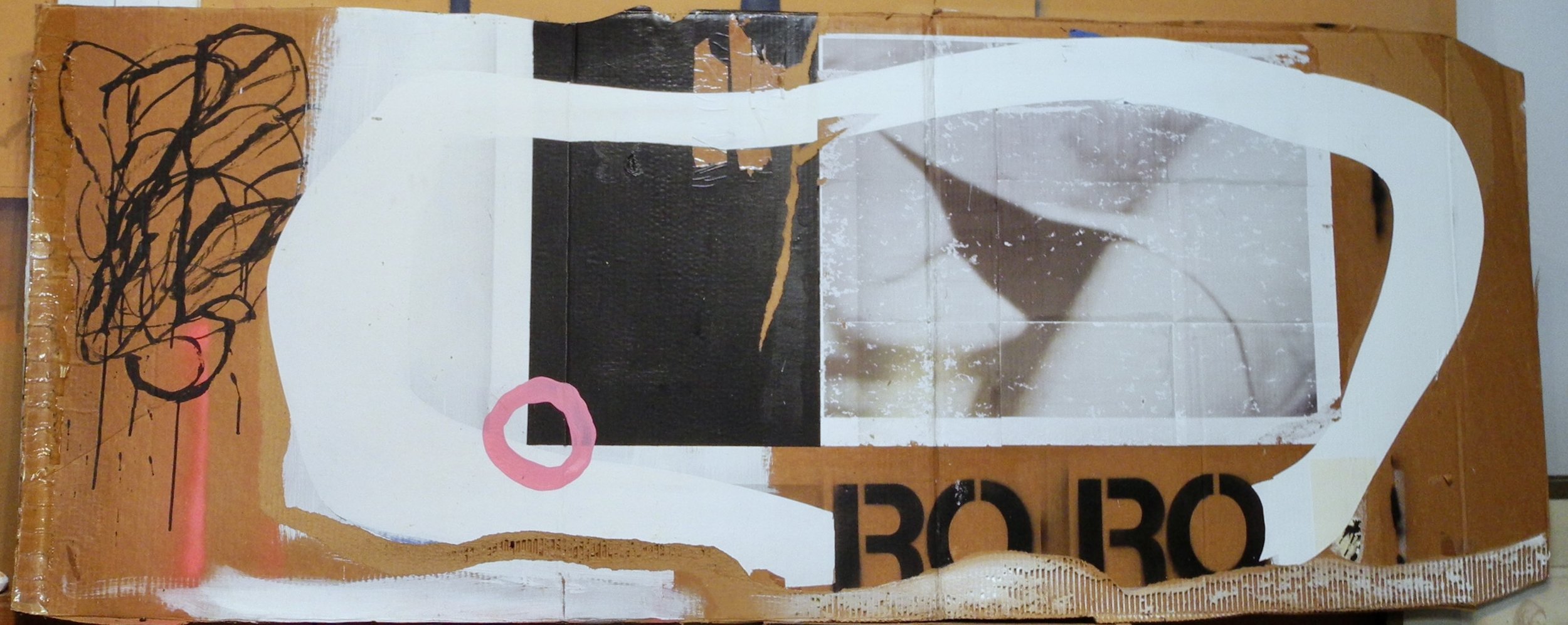 collage on cardboard, George Anderton