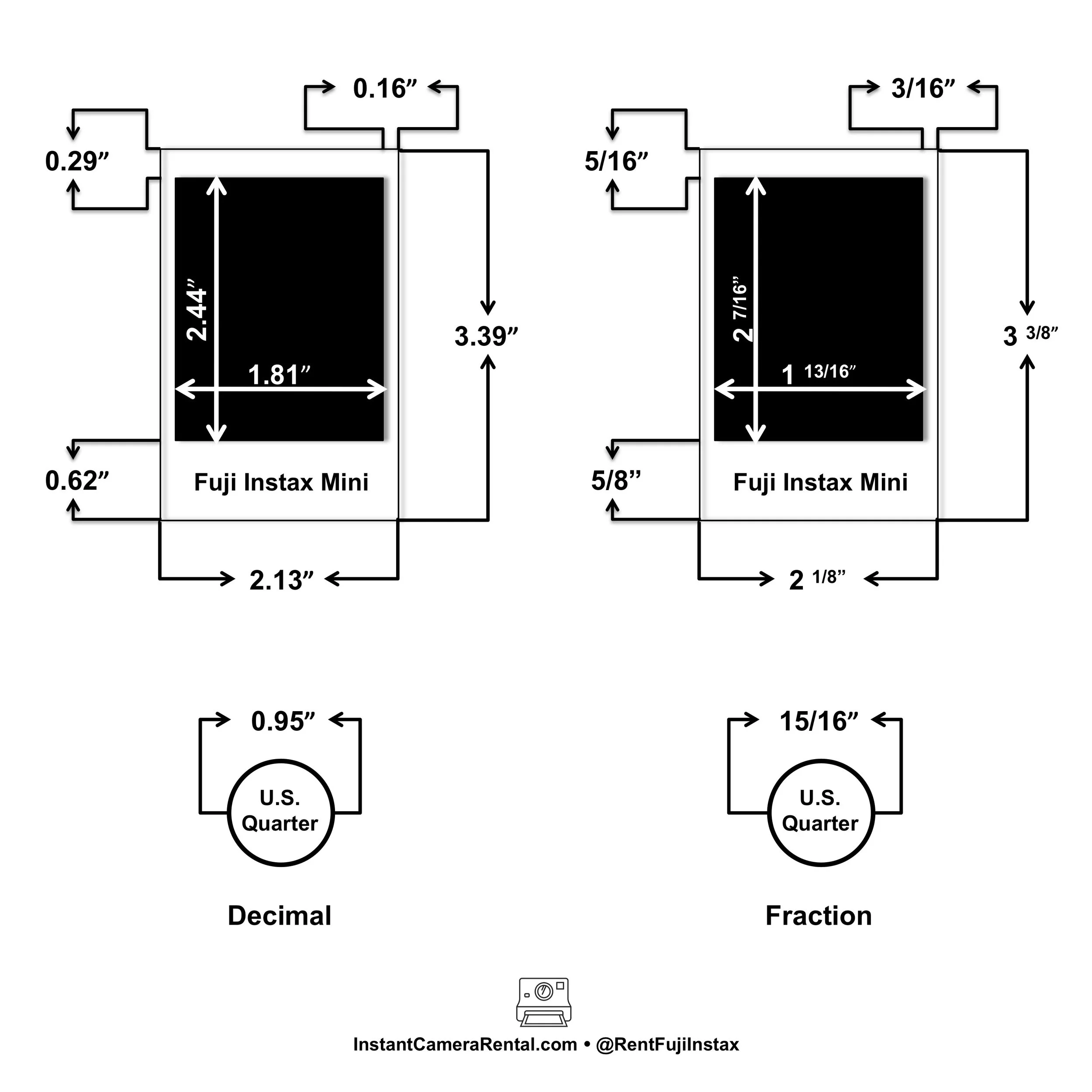 Fuji Instax Mini Photo Size Detailed
