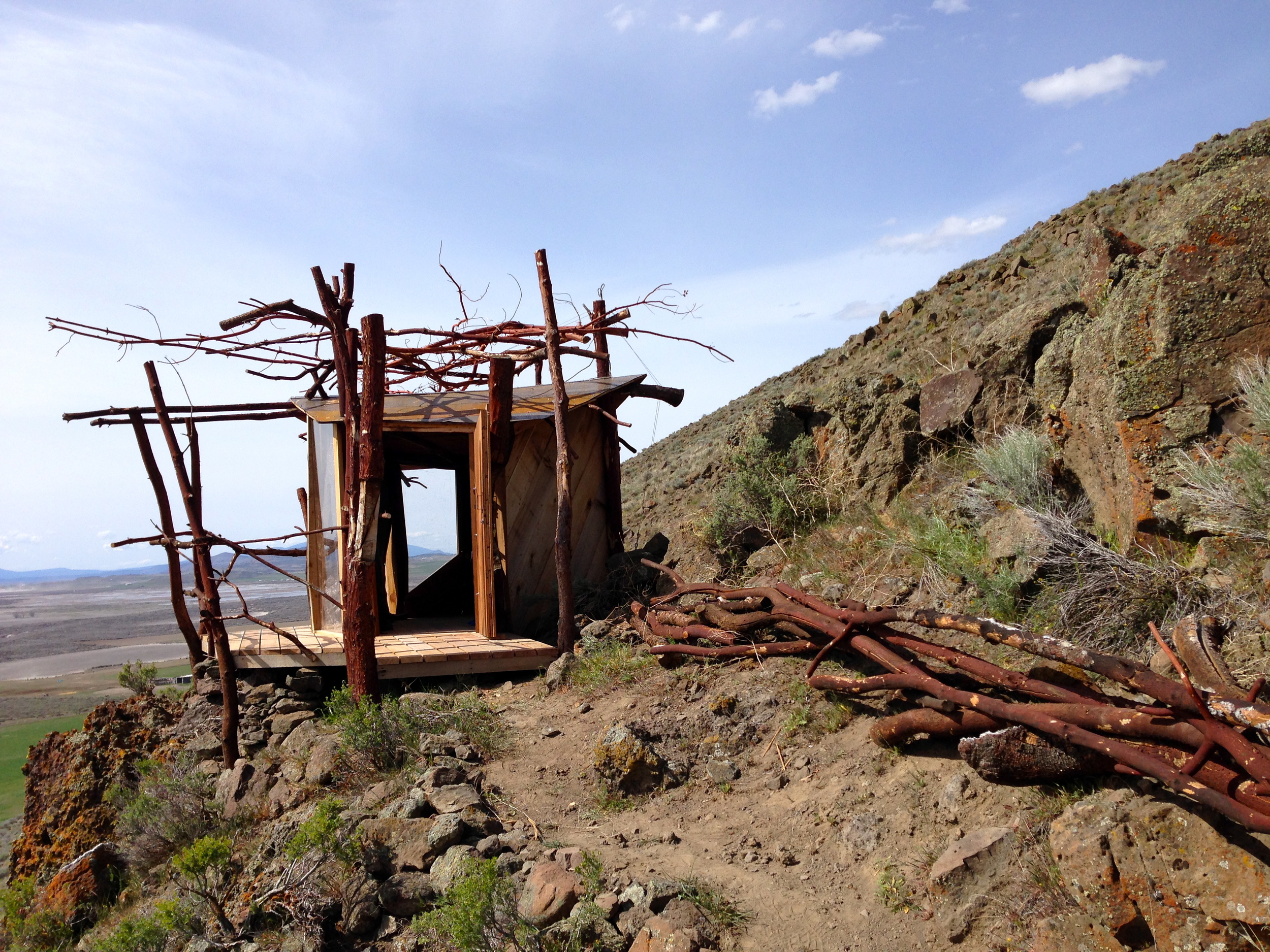 Left Over Madrone Poles Weaved into Entrance