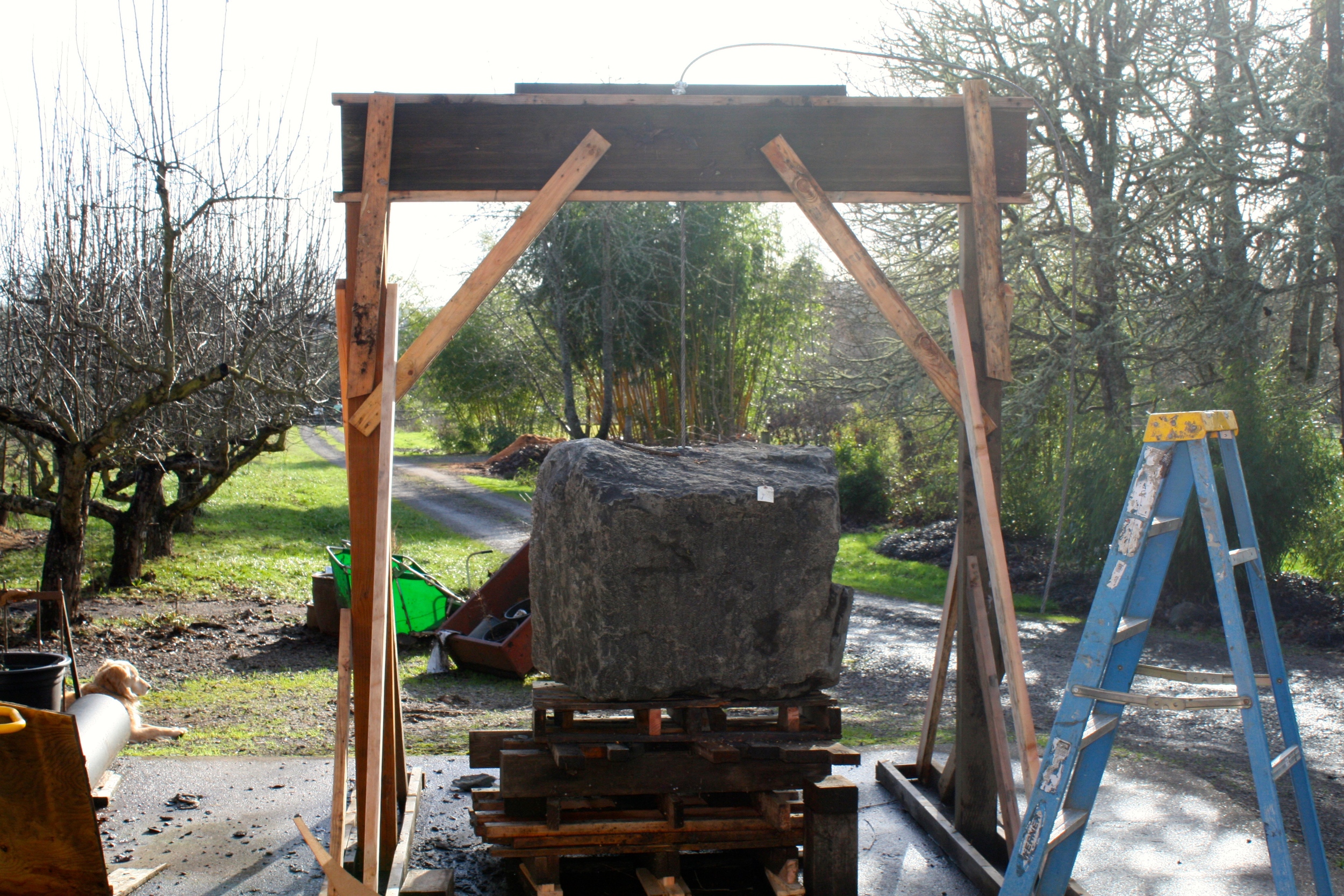 Rock Hoisted off Trailer