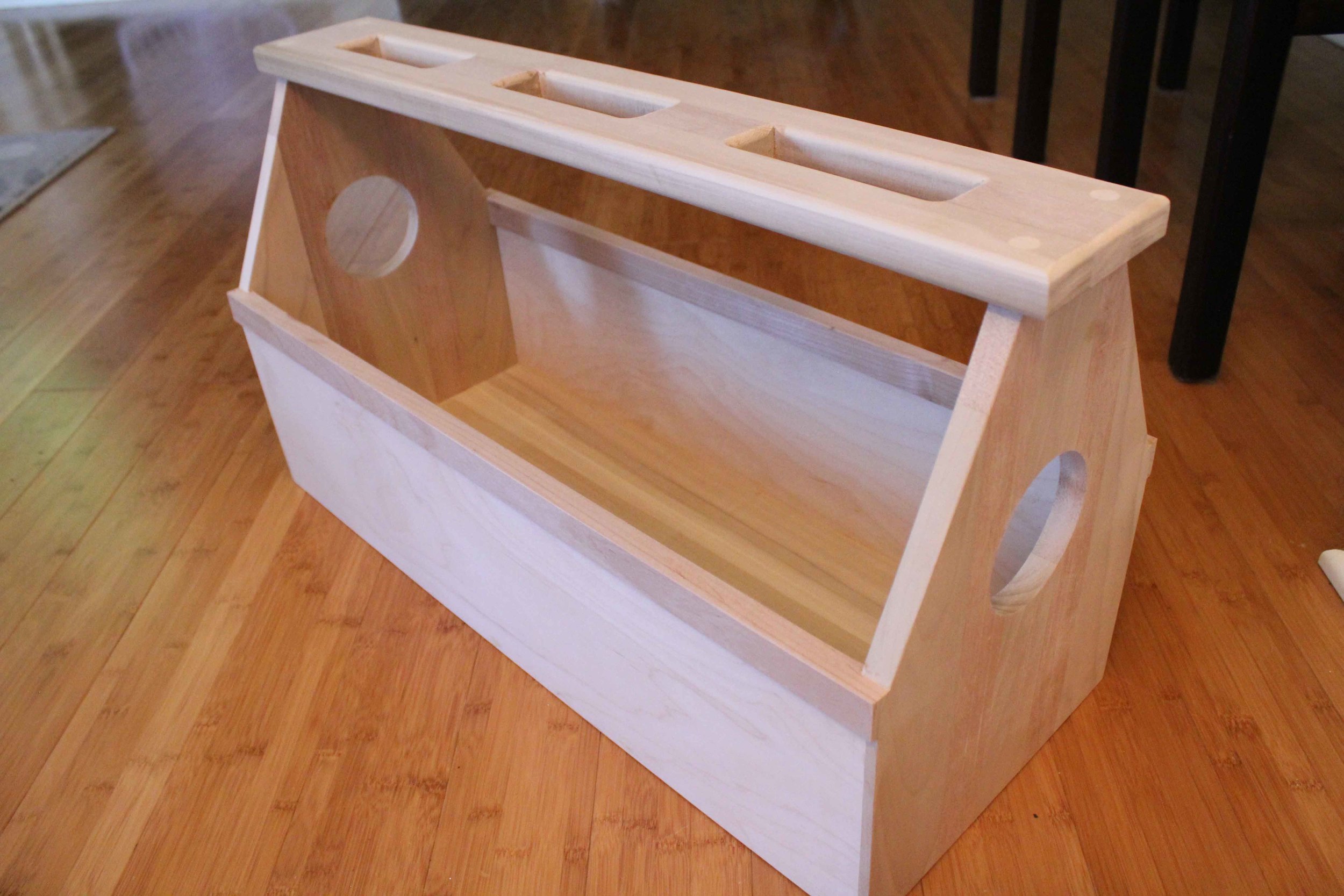 This toolbox is the final project of the introductory quarter of study at Seattle Central's Wood Technology Center. It is made out of poplar, lauan, and alder.