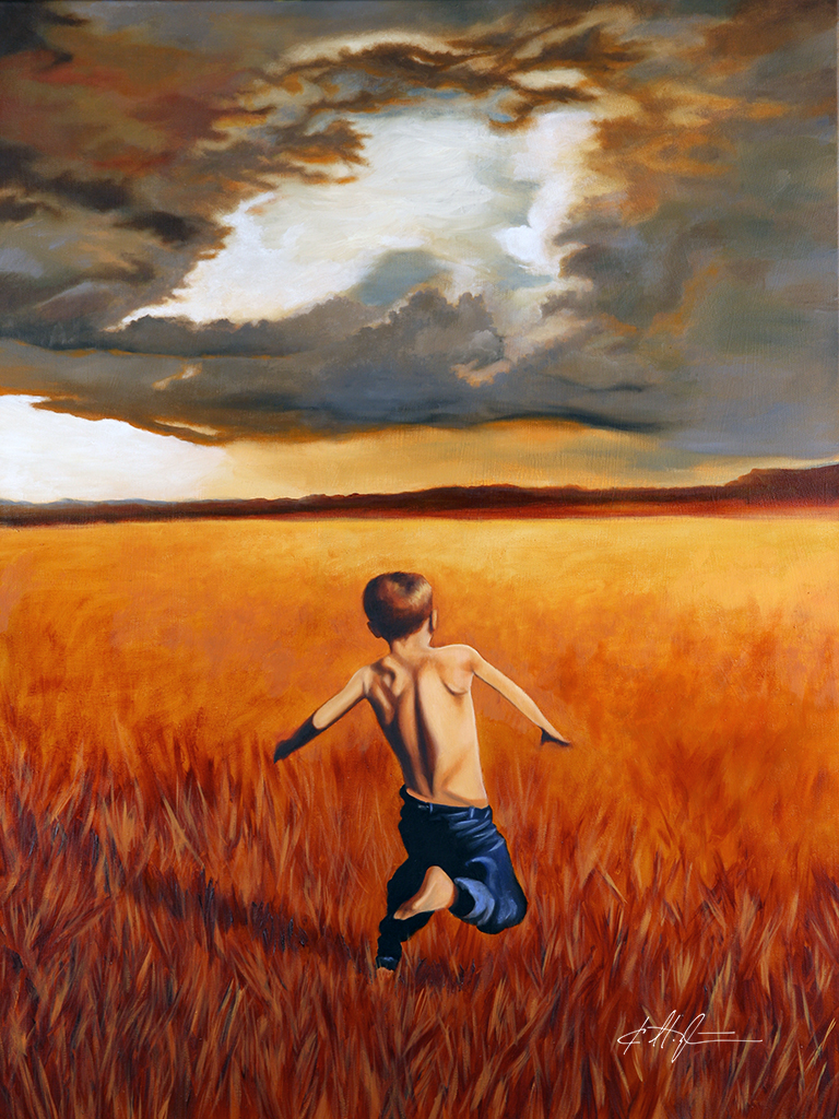 "Boy Running in Field"