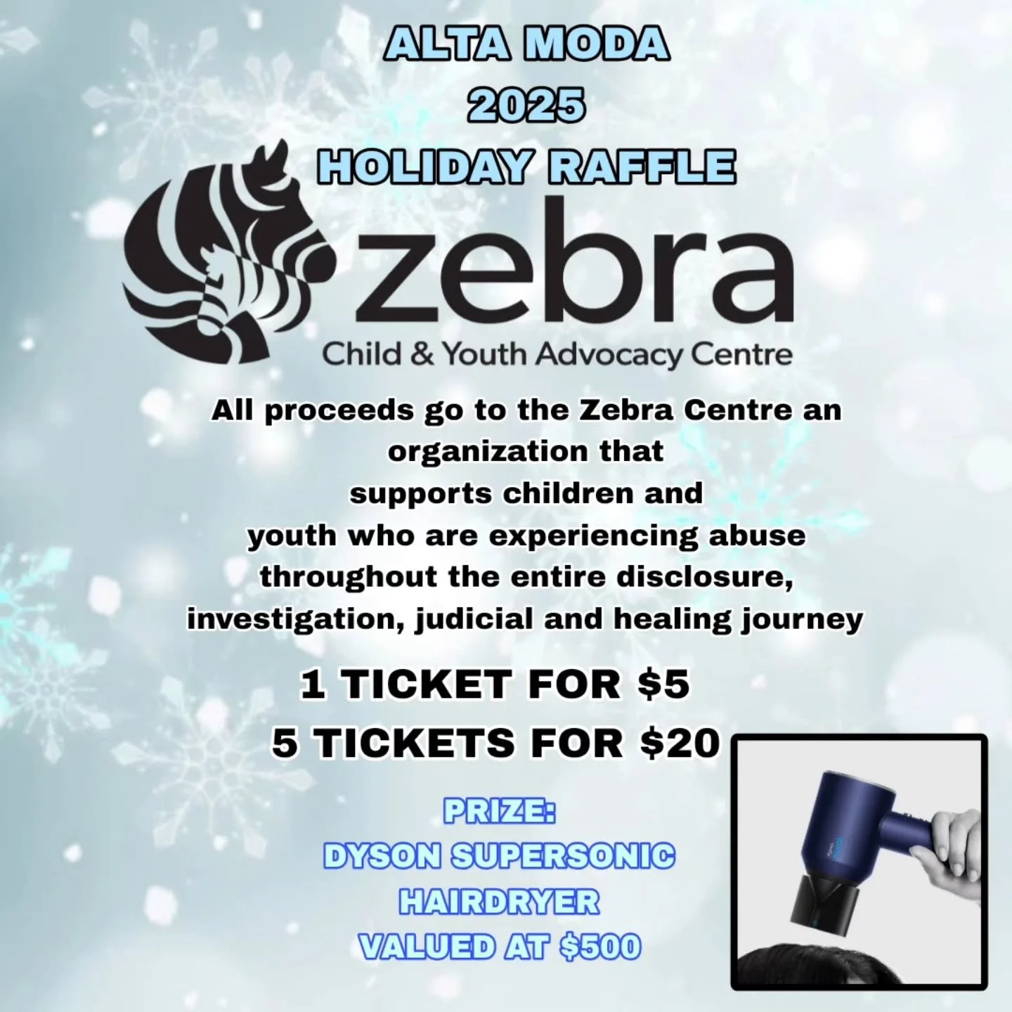 Hello everyone! We are doing our annual holiday fundraiser raffle! 
We are so excited to support @zebracentre this year. Please come by and buy a ticket! 1 for $5 or 5 for $20! 
Thank you guys so much. ♡ 🥰