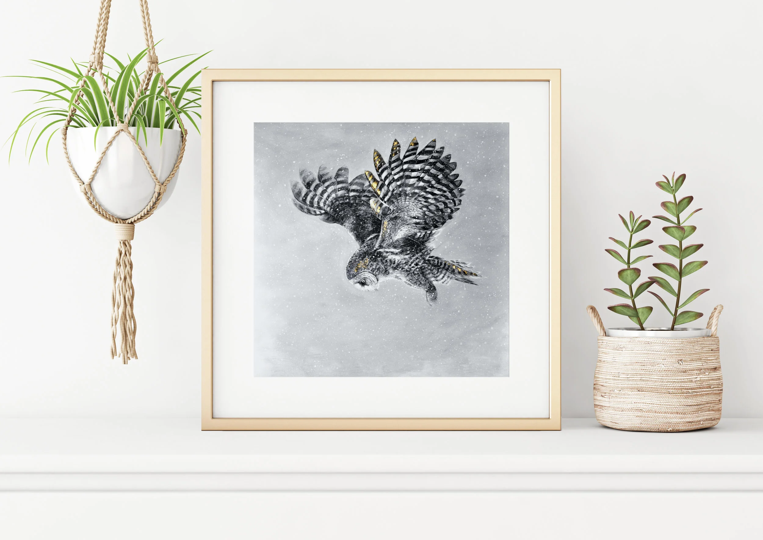 Home interior poster mock up with square metal frame, succulents