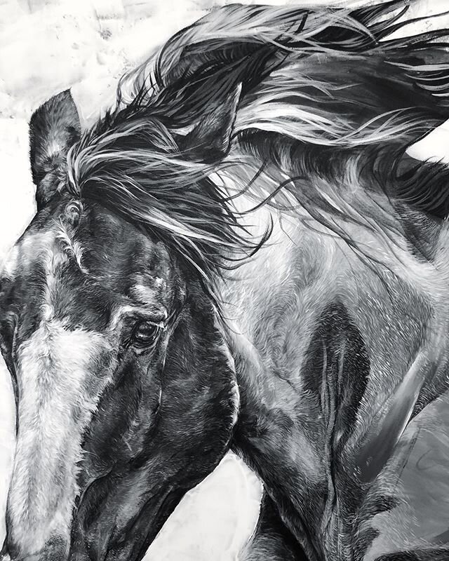 Mane work! .
.
It&rsquo;s coming together! I&rsquo;m almost done. Add 24 karat gold, yay or nay?.
.
.
.
.
#visittruckee #downtowntruckee #truckeeca #truckeecalifornia #truckeelife #contemporarywesternart #southwesternart #wildhorses #horseart #horsep