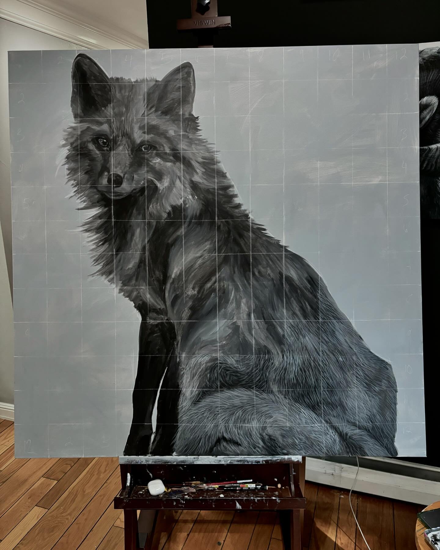 Starting the first layers of this fox painting&mdash;can&rsquo;t wait to see how it evolves

Just two weeks post-diastasis recti surgery. It&rsquo;s been quiet but, I&rsquo;m slowly picking up the brush to paint again &hellip;. that&rsquo;s why I&rsq