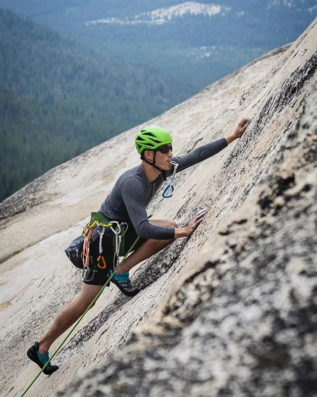 Cheddar cheese 🧀 , parmesan cheese, mozzarella cheese. All I could think about was cheese grating when onsighting this 5.10b Runout slab on Daff Dome, Tuolumne. // Thanks for the epic shot! 📷: @brianrus