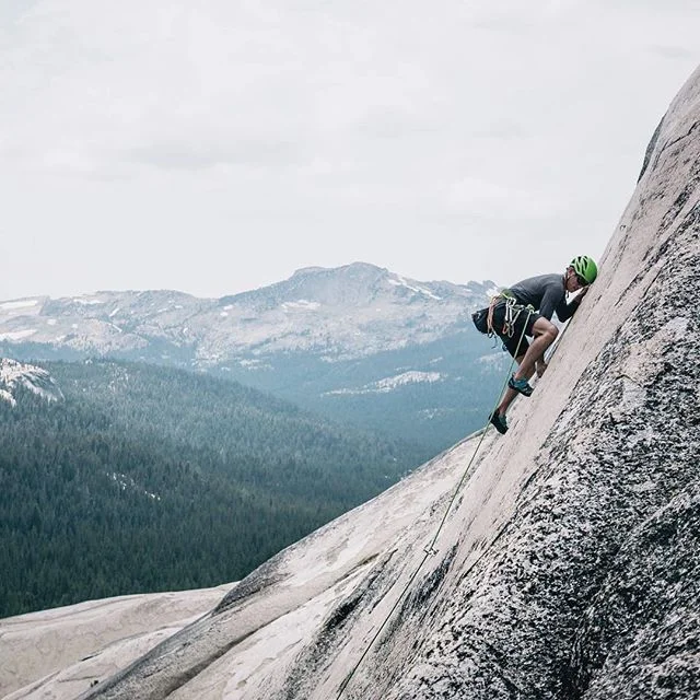Move by move, step by step, inching my way up polished Yosemite granite looking for tiny fingertip holds. // Daff Dome, Tuolumne Meadows