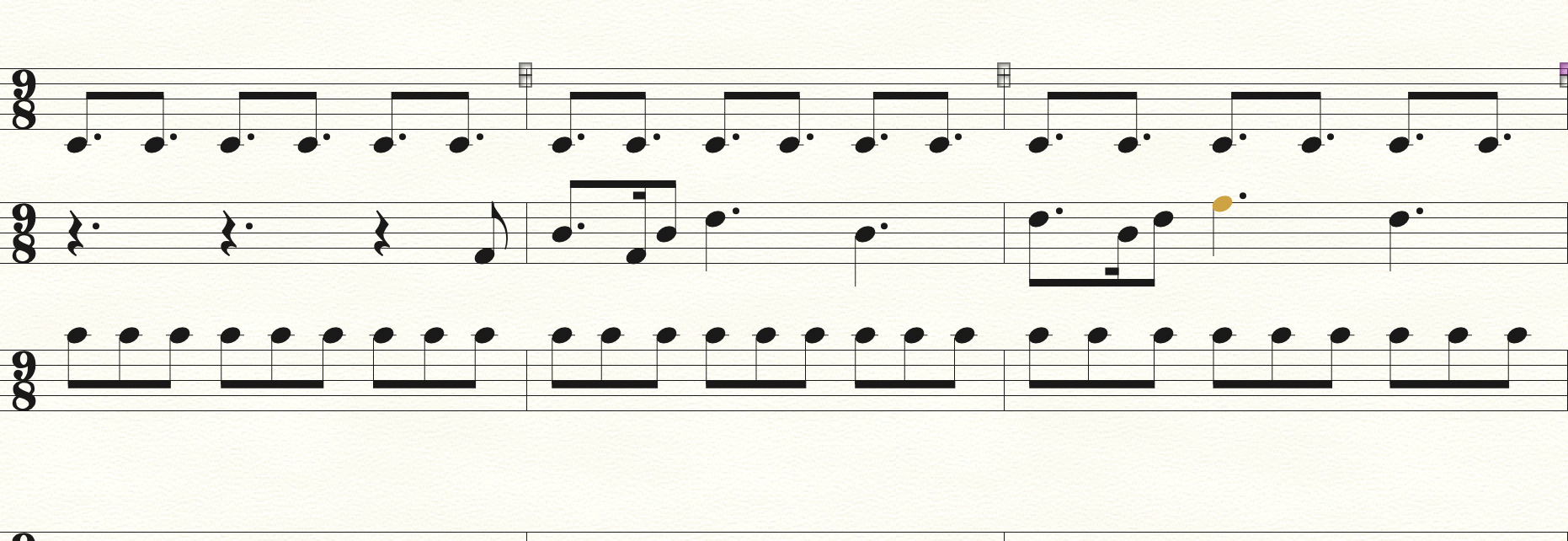 Tap and sing the pattern above to get the style and rhythm correct….
