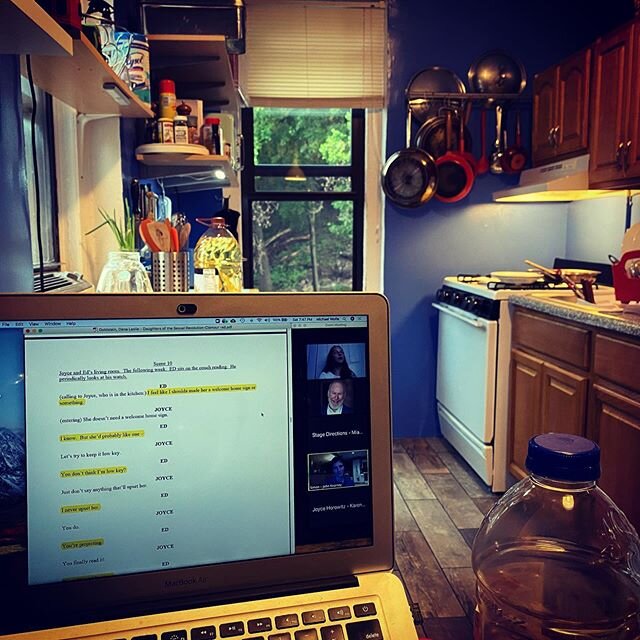 Reading DAUGHTERS OF THE SEXUAL REVOLUTION for @clamourtheatrecompany.  #kitchenacting #zoommeeting