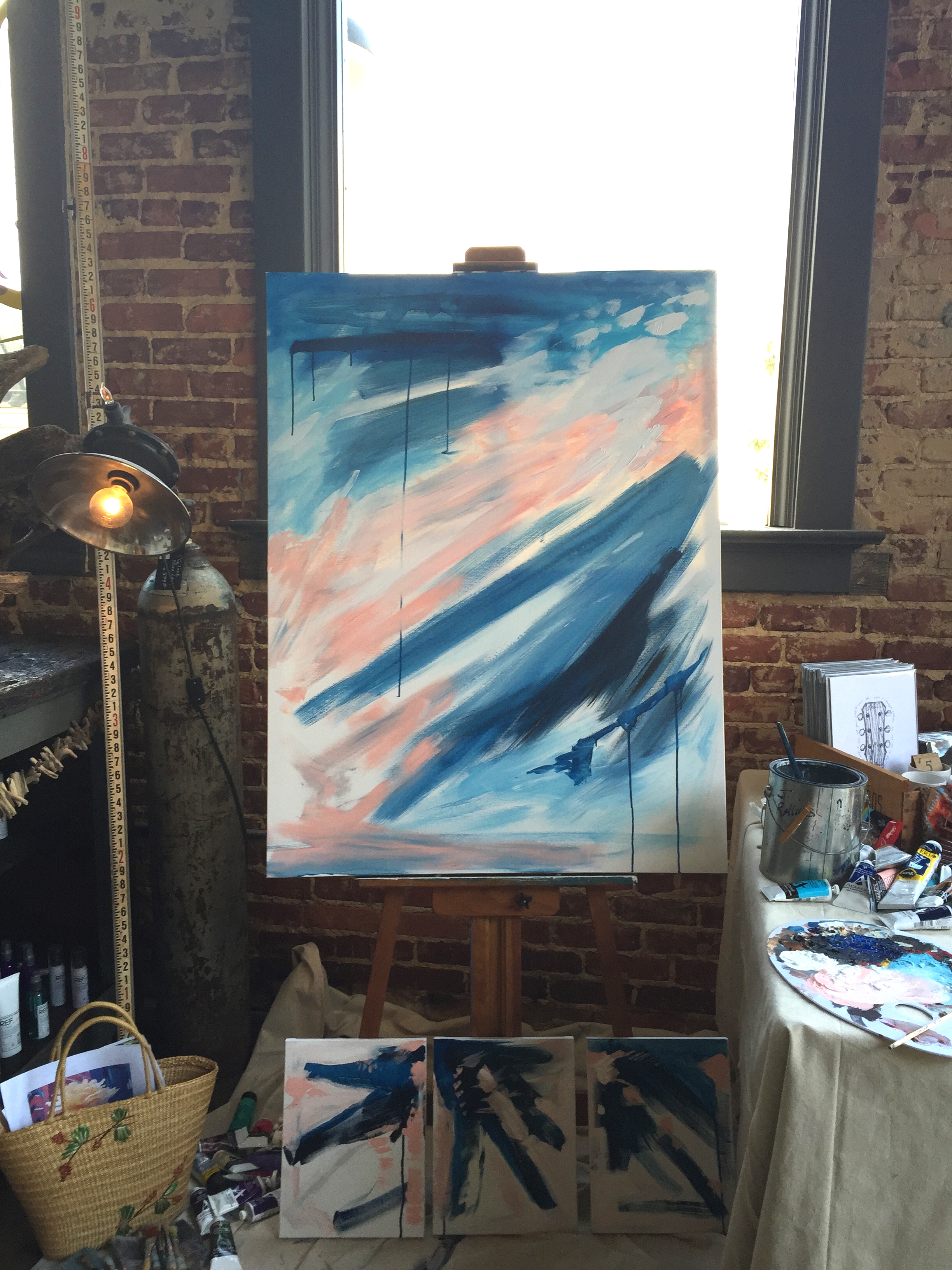 Blush peach and blues.