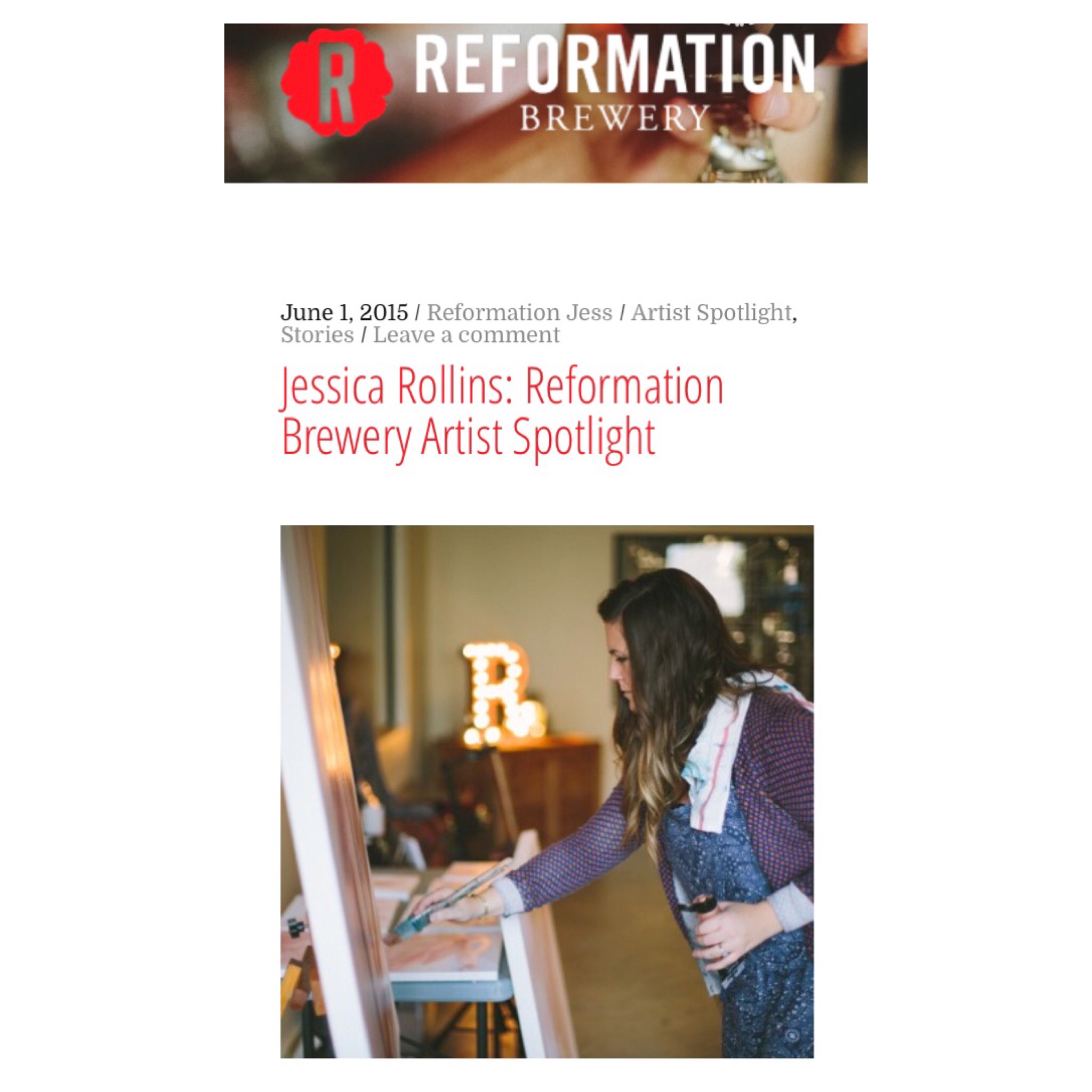 Reformation Brewery wrote a cool article on their website featuring my LIVEpainting and live solo show. 