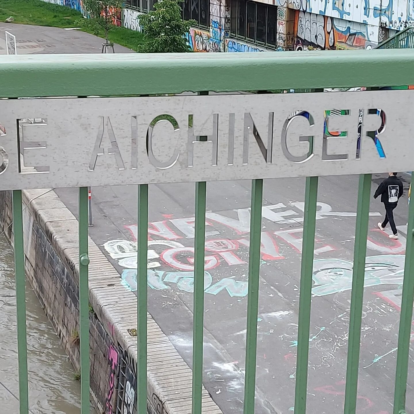 Still in Vienna I visit the bridge where the gran of @nestbex has a poem embossed into the railing. On this spot Ilse Aichinger had to witness members of her family being taken away in an open truck, to be murdered, before she was sent to England on 