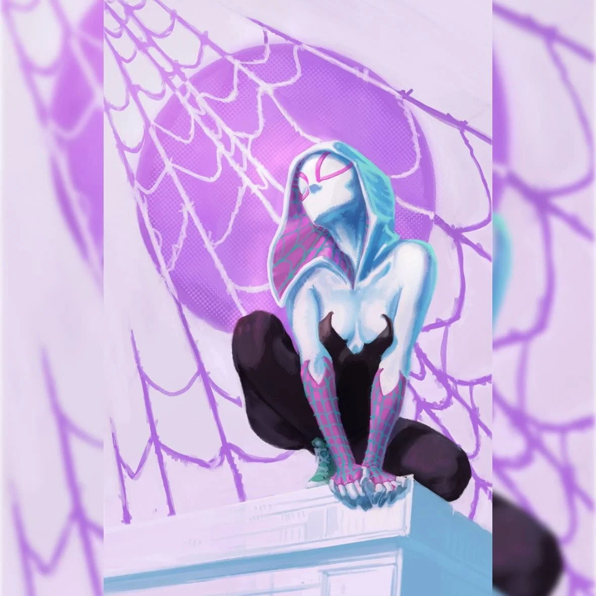 Spider Gwen! Come see this painting in person art UVU Art show tomorrow April 15th at 6:30! Head to the Noorda Center on the east side of campus and go through the front door to the right. Location is linked to this post.