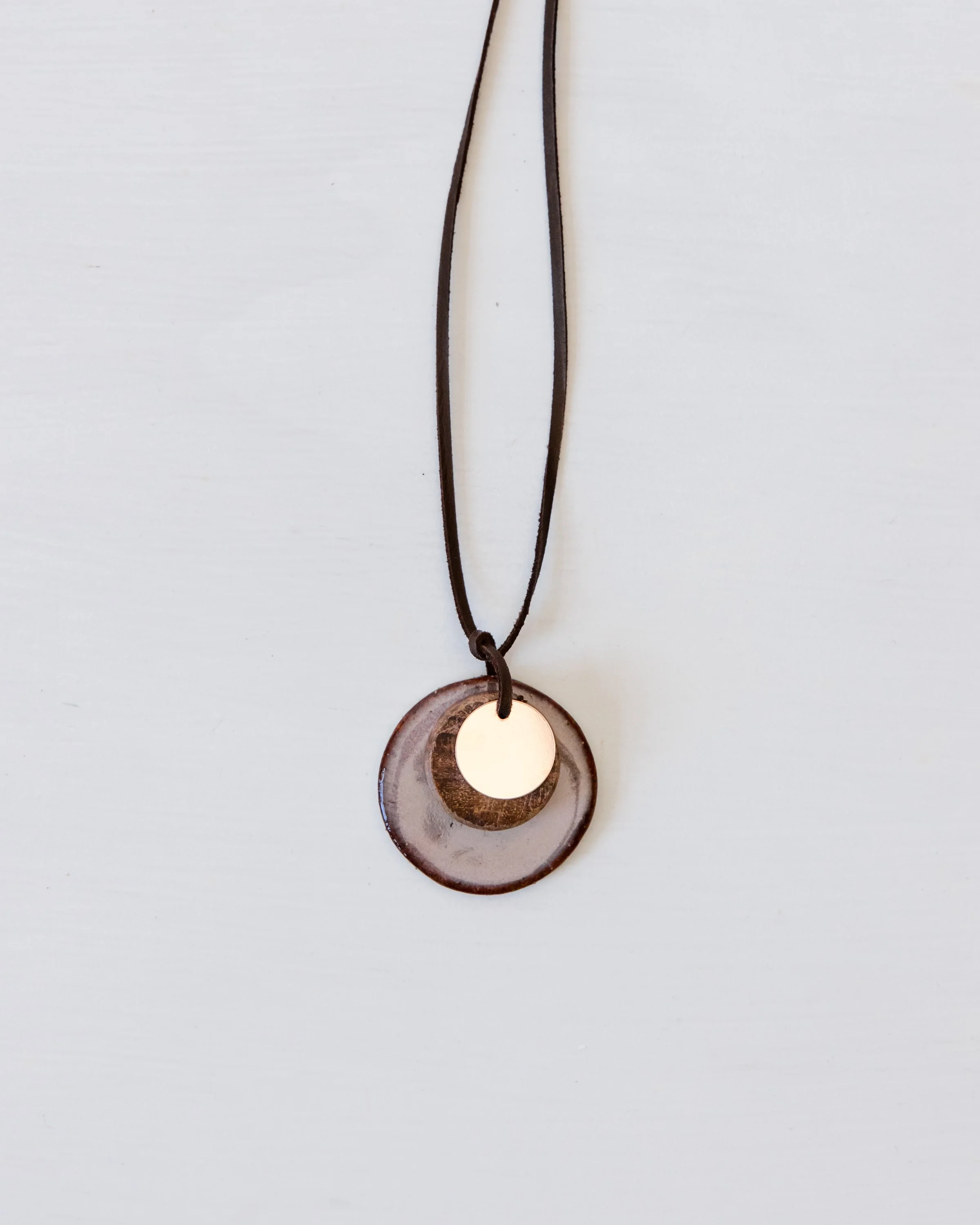 Mulberry, Rose, and Wood Ceramic Necklace