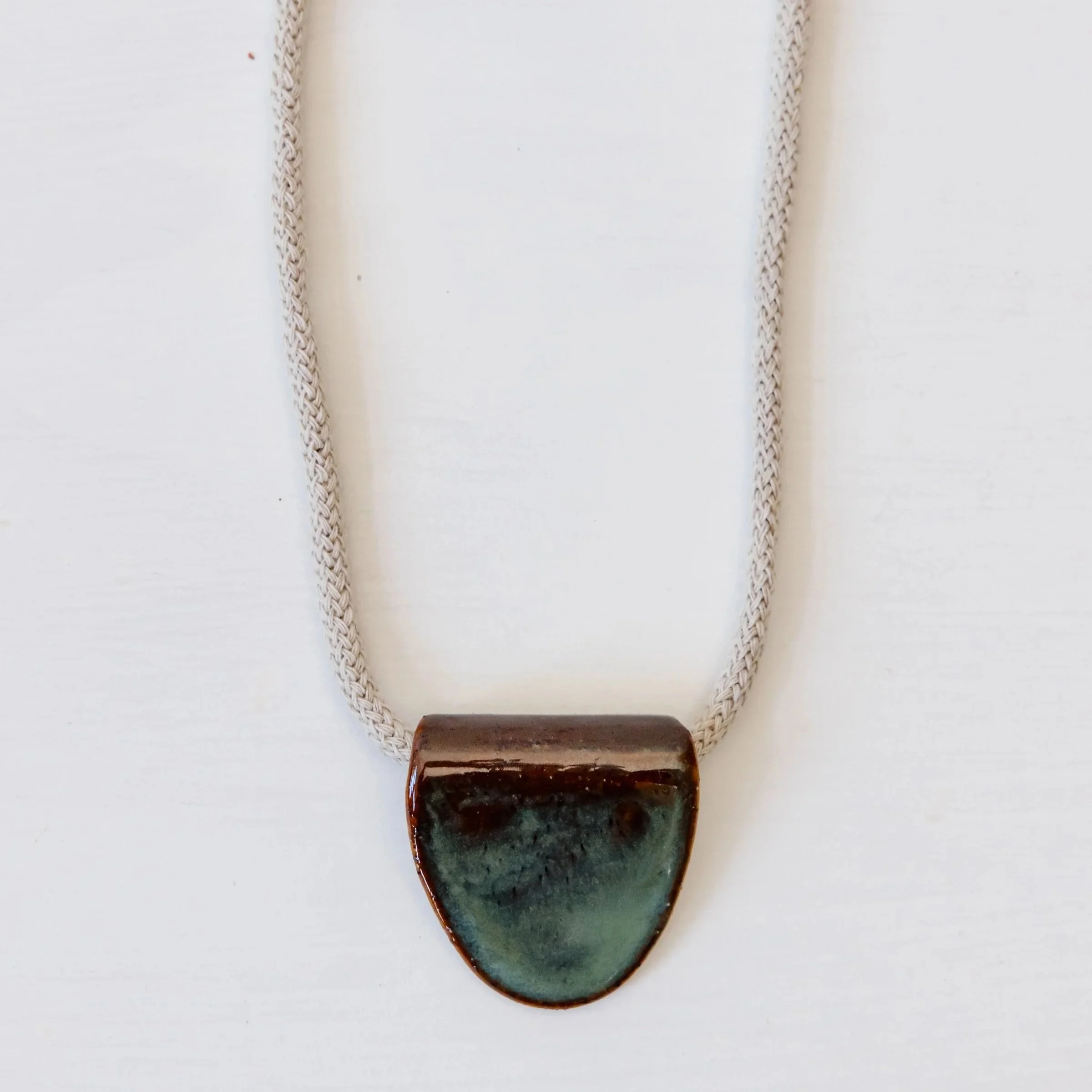 Forest Half Oval Ceramic Necklace