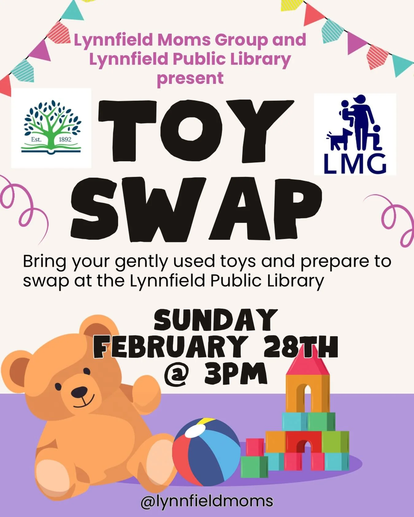 🧸♻️ Toy Swap Time!
Bring your gently used toys and swap for something new-to-you at the Lynnfield Public Library!
📅 Sunday, Feb 28
⏰ 3 PM
Perfect for little ones and cluttered playrooms 😉